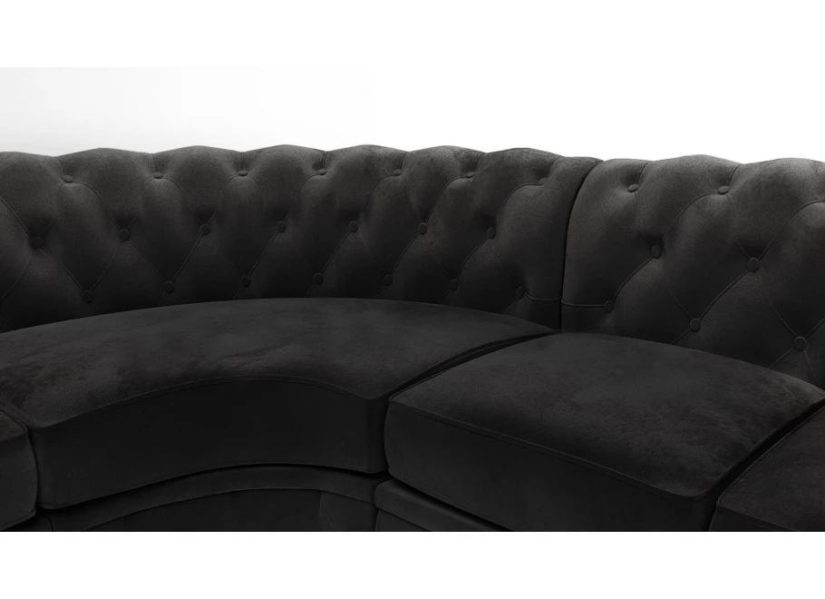 Narożnik sześcioosobowy z funkcją spania pikowany Chesterfield SOLARIS 3+E+2