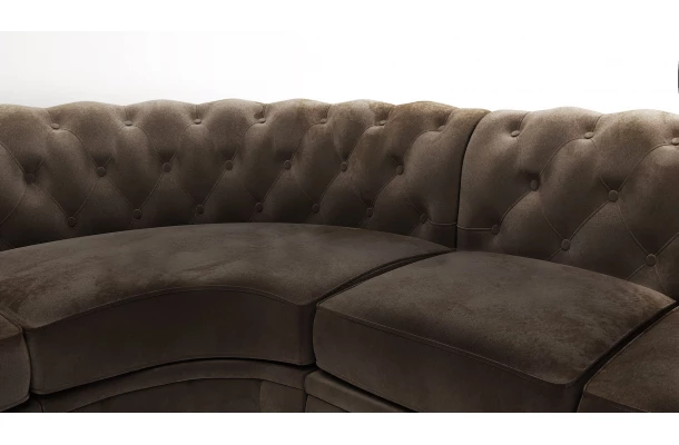 Narożnik sześcioosobowy z funkcją spania pikowany Chesterfield SOLARIS 3+E+2 - design i funkcjonalnosc w parze