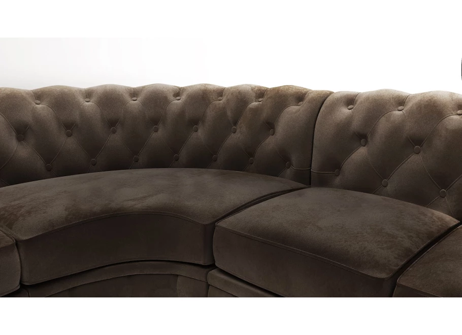 Narożnik sześcioosobowy z funkcją spania pikowany Chesterfield SOLARIS 3+E+2