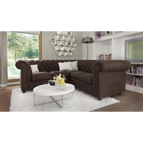 Narożnik pięcioosobowy z funkcją spania pikowany Chesterfield...