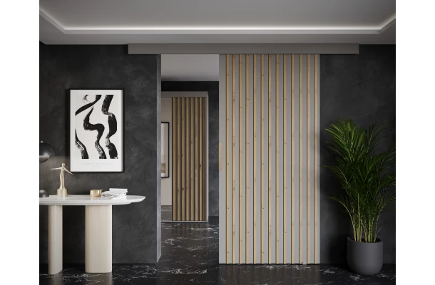 Drzwi przesuwne sufitowe z lamelami AROMA - design i funkcjonalnosc w parze