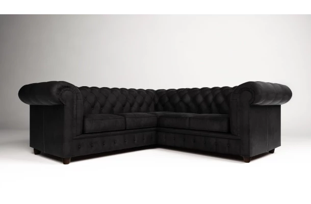 Narożnik pięcioosobowy z funkcją spania pikowany Chesterfield SOLARIS 2+E+2 - design