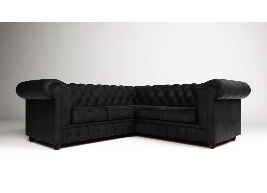 Narożnik pięcioosobowy z funkcją spania pikowany Chesterfield SOLARIS 2+E+2