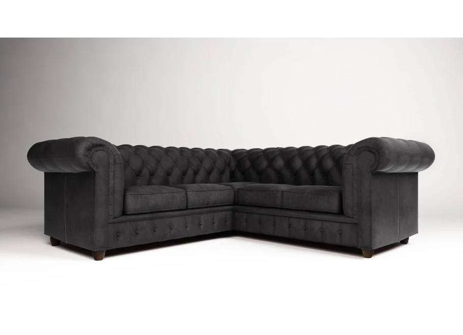 Narożnik pięcioosobowy z funkcją spania pikowany Chesterfield SOLARIS 2+E+2