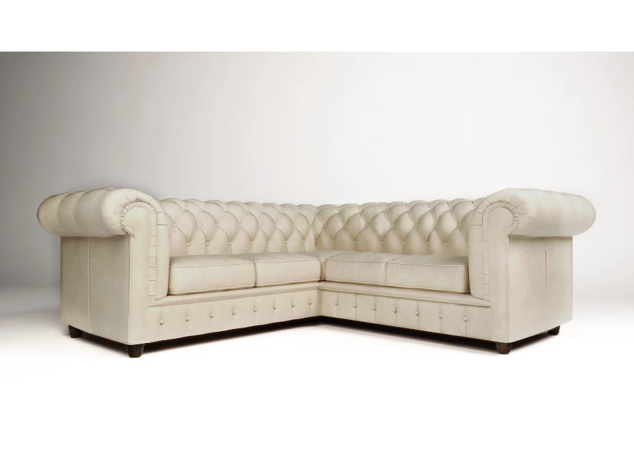 Narożnik pięcioosobowy z funkcją spania pikowany Chesterfield SOLARIS 2+E+2
