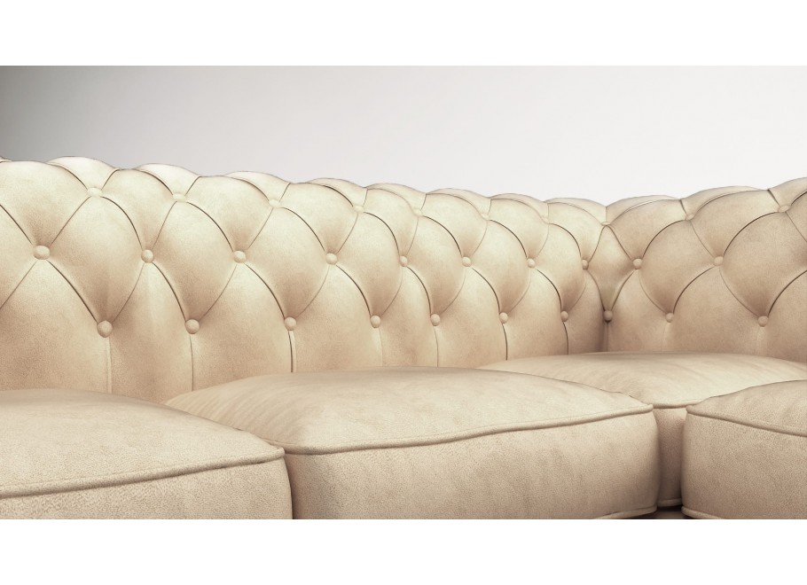 Narożnik pięcioosobowy z funkcją spania pikowany Chesterfield SOLARIS 2+E+2 10