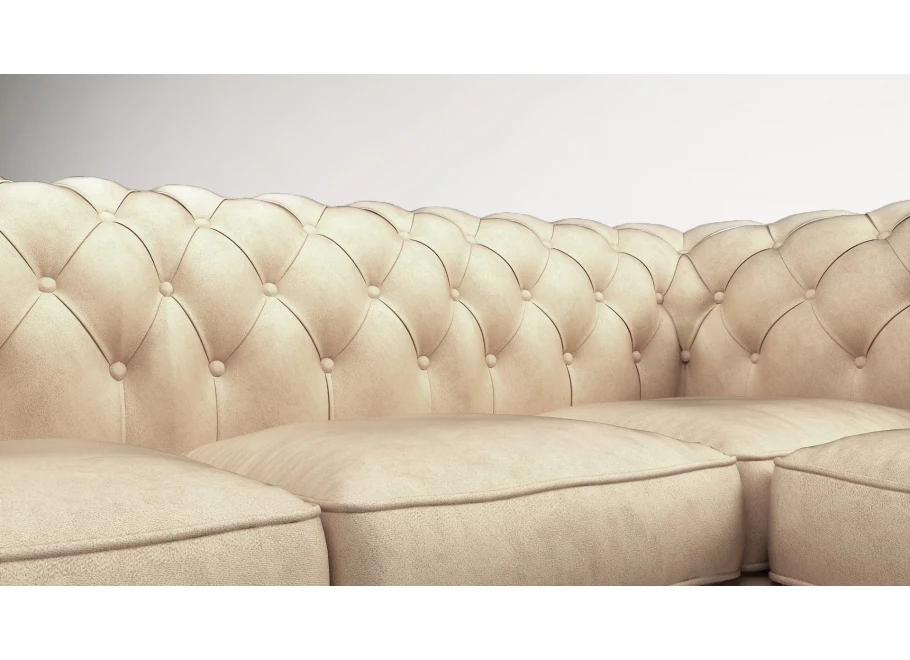 Narożnik pięcioosobowy z funkcją spania pikowany Chesterfield SOLARIS 2+E+2