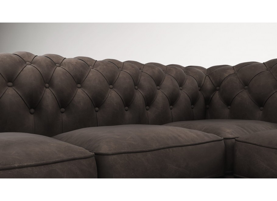 Narożnik pięcioosobowy z funkcją spania pikowany Chesterfield SOLARIS 2+E+2 13