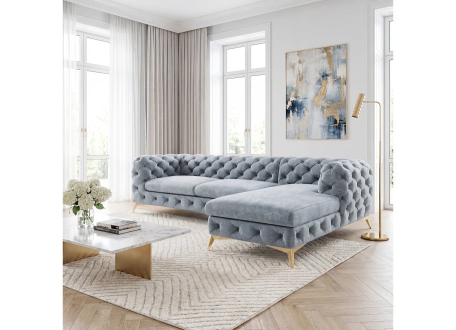 Narożnik czteroosobowy pikowany glamour Chesterfield TEO 2,5+OT - Riviera 80