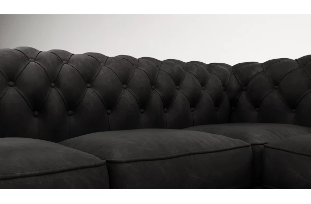 Narożnik pięcioosobowy z funkcją spania pikowany Chesterfield SOLARIS 2+E+2 - design i funkcjonalnosc w parze