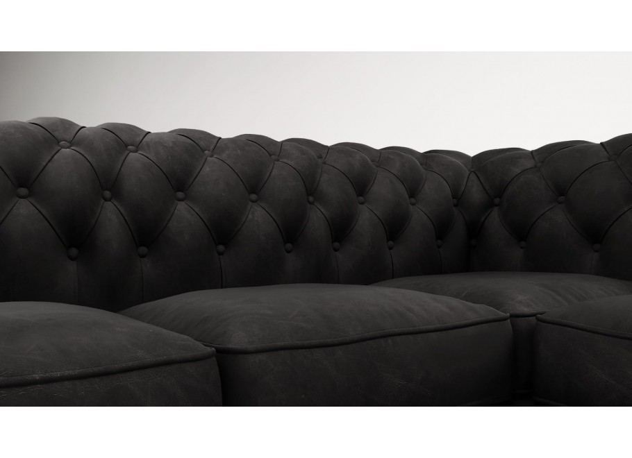 Narożnik pięcioosobowy z funkcją spania pikowany Chesterfield SOLARIS 2+E+2 14