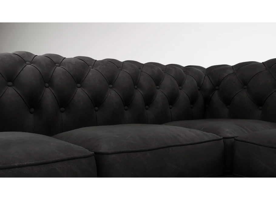 Narożnik pięcioosobowy z funkcją spania pikowany Chesterfield SOLARIS 2+E+2