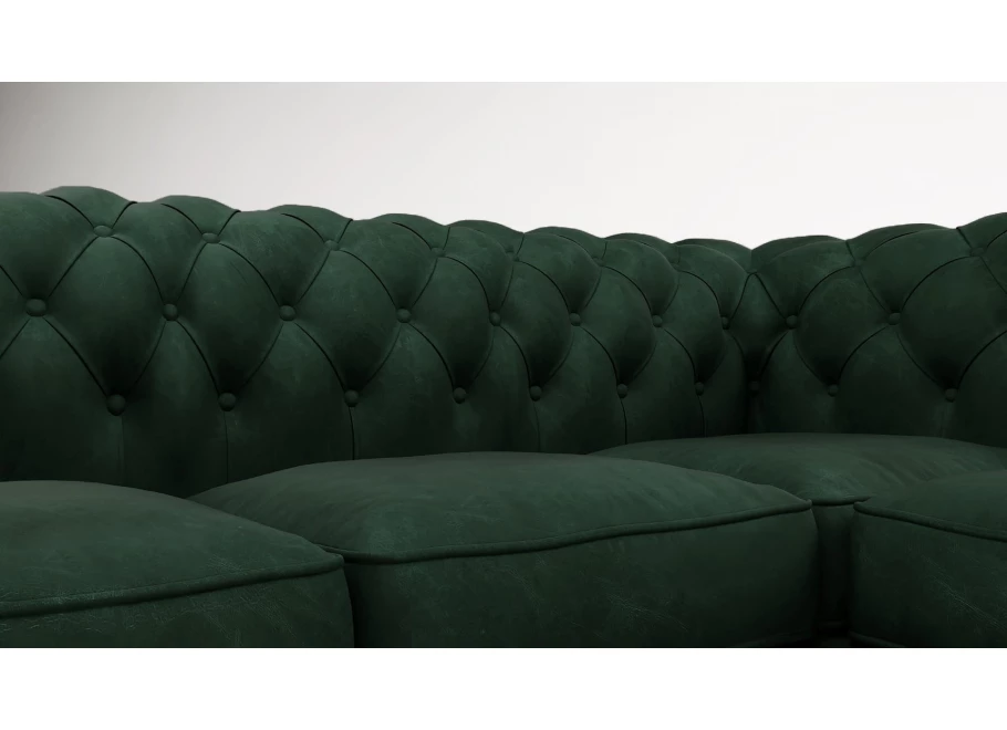 Narożnik pięcioosobowy z funkcją spania pikowany Chesterfield SOLARIS 2+E+2
