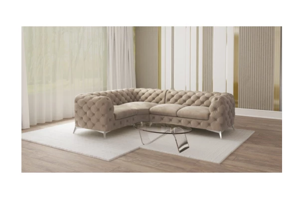 Narożnik czteroosobowy luksusowy pikowany Chesterfield TEO 1+E+2 - bok Narożnik czteroosobowy luksusowy pikowany Chesterfield TEO 1+E+2 - bok