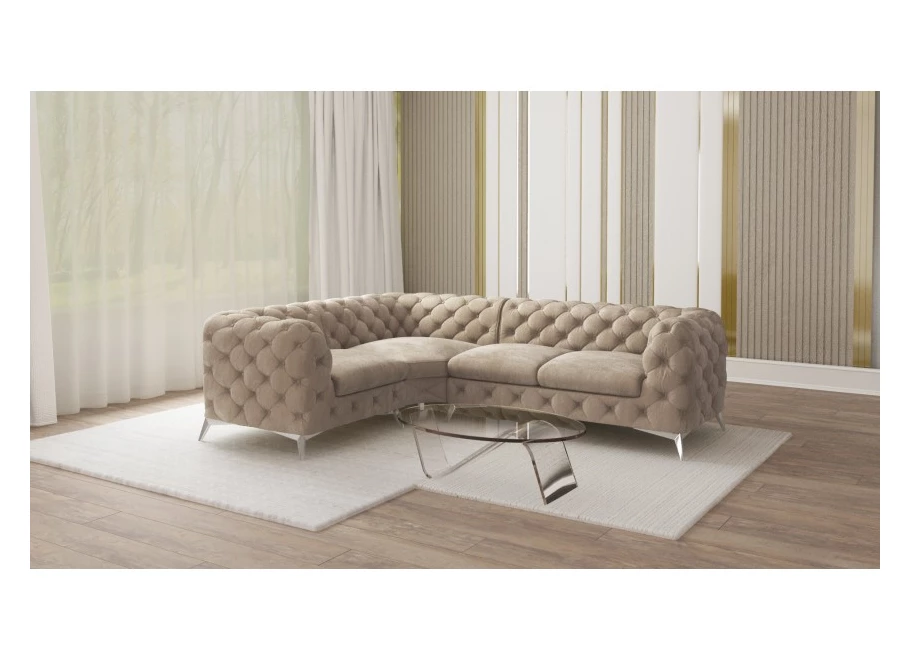 Narożnik czteroosobowy luksusowy pikowany Chesterfield TEO 1+E+2 Narożnik czteroosobowy luksusowy pikowany Chesterfield TEO 1+E+2