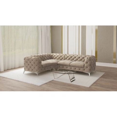 Narożnik czteroosobowy luksusowy pikowany Chesterfield TEO 1+E+2