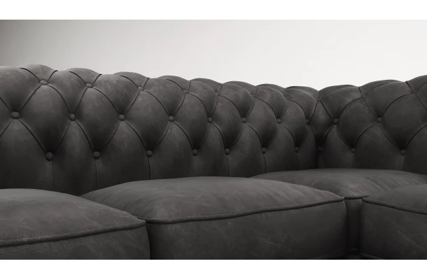 Narożnik pięcioosobowy z funkcją spania pikowany Chesterfield SOLARIS 2+E+2 - design i funkcjonalnosc w parze