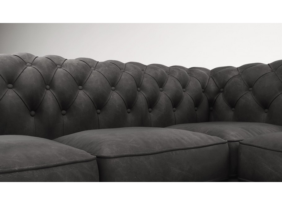 Narożnik pięcioosobowy z funkcją spania pikowany Chesterfield SOLARIS 2+E+2 16