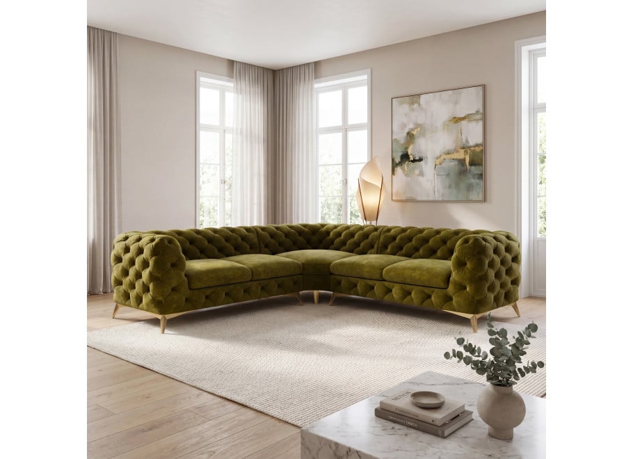 Narożnik pięcioosobowy luksusowy pikowany Chesterfield TEO 2+E+2 - Riviera 36