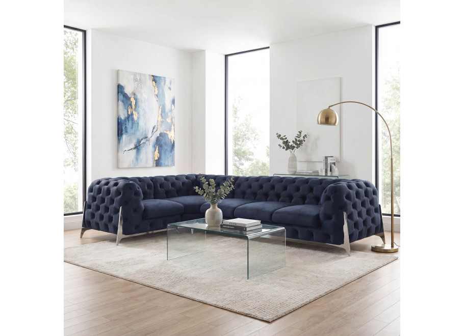 Narożnik pięcioosobowy pikowany Chesterfield glamour KALIFORNIA 1+E+3 4