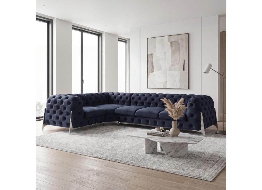 Narożnik pięcioosobowy pikowany Chesterfield glamour KALIFORNIA 1+E+3 - Riviera 81