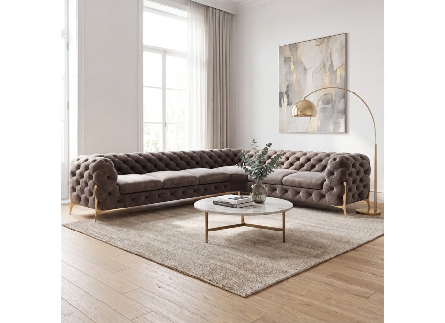 Narożnik sześcioosobowy pikowany glamour Chesterfield TEO HIGH 3+E+2 - Riviera 26