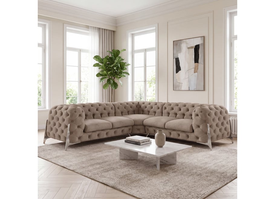 Narożnik pięcioosobowy pikowany glamour Chesterfield KALIFORNIA 2+E+2 - Riviera 21