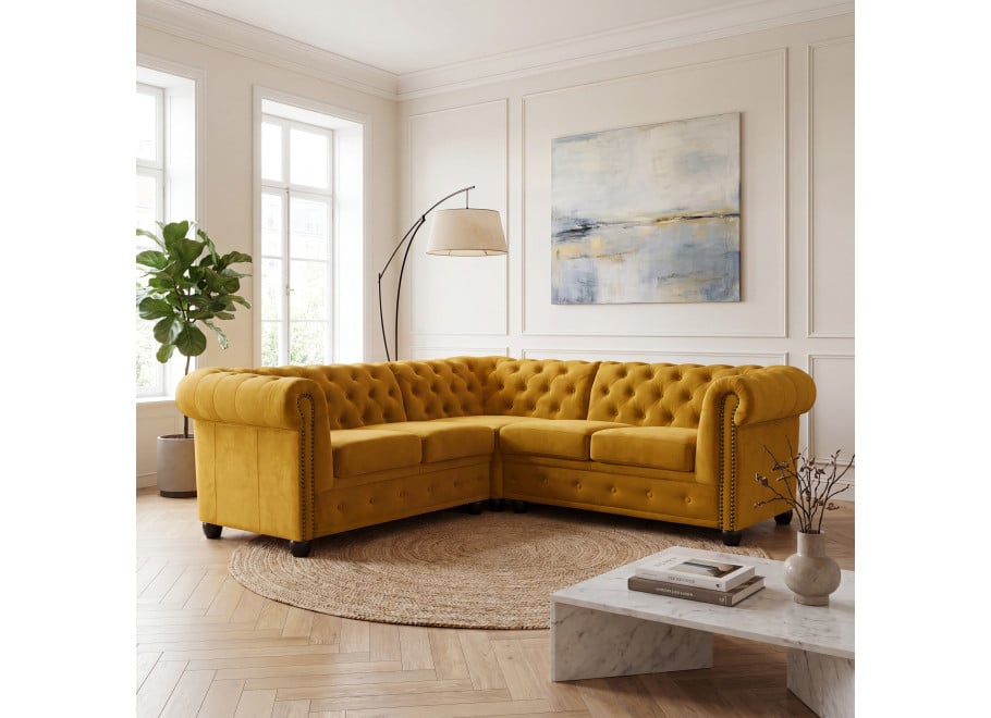 Narożnik pięcioosobowy pikowany Chesterfield FELIX 2+E+2 - Riviera 41