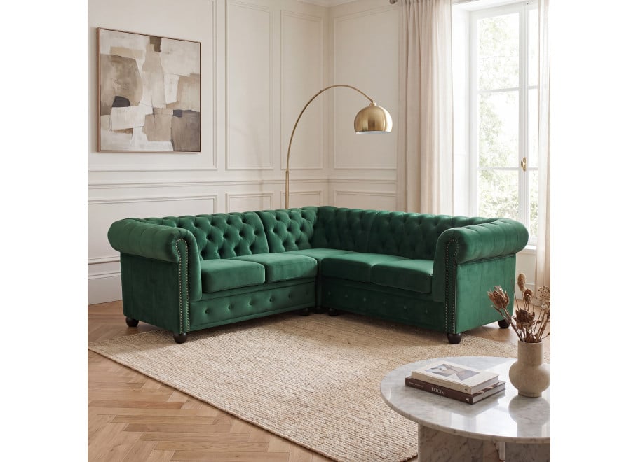 Narożnik pięcioosobowy pikowany Chesterfield FELIX 2+E+2 - Riviera 38