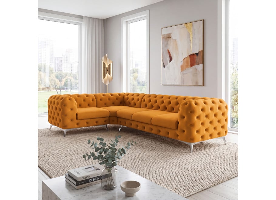 Narożnik pięcioosobowy luksusowy pikowany Chesterfield TEO 1+E+3 - Riviera 41