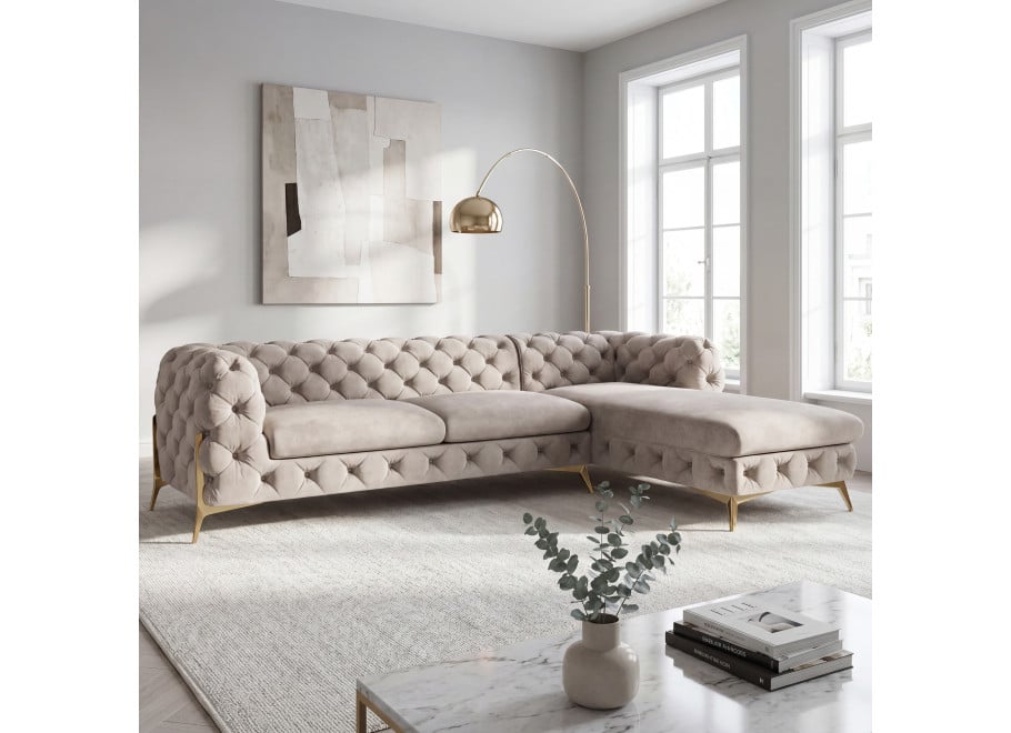 Narożnik czteroosobowy pikowany glamour Chesterfield TEO HIGH 2+OT - Riviera 16