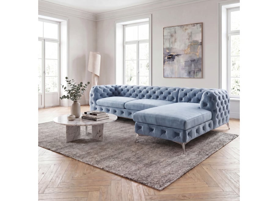 Narożnik czteroosobowy pikowany Chesterfield TEO 2+OT - Magic Velvet 2230