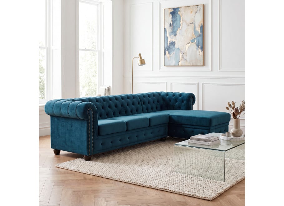 Narożnik pięcioosobowy pikowany Chesterfield FELIX 3+OT - Riviera 76