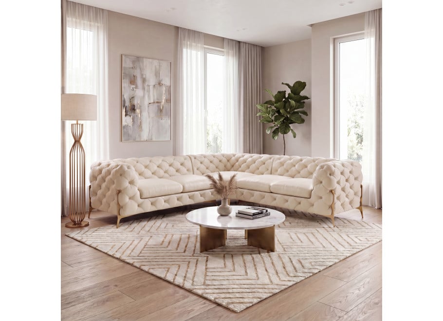 Narożnik pięcioosobowy luksusowy pikowany Chesterfield TEO HIGH 2+E+2 - Soft 33