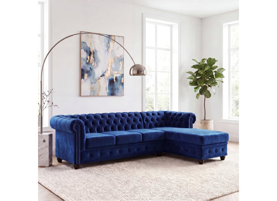 Narożnik pięcioosobowy pikowany Chesterfield FELIX 3+OT - Riviera 81