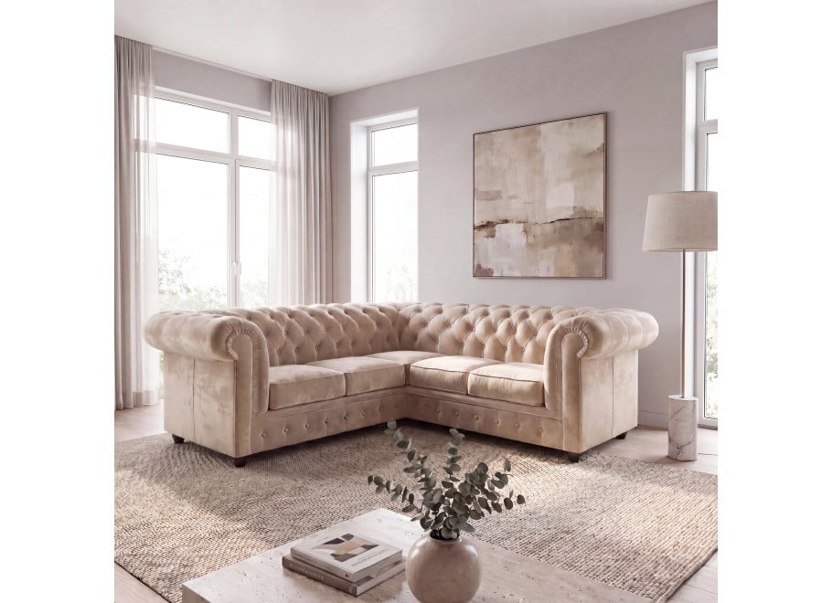 Narożnik pięcioosobowy pikowany Chesterfield SOLARIS 2+E+2 - Riviera 21