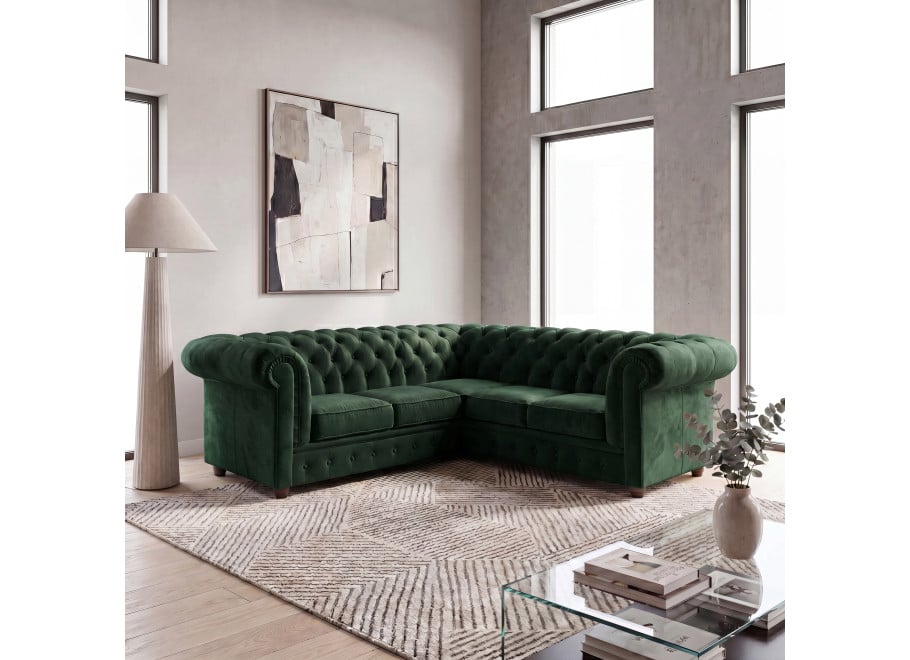 Narożnik pięcioosobowy pikowany Chesterfield SOLARIS 2+E+2 - Riviera 38
