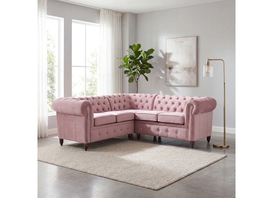 Narożnik pięcioosobowy z funkcją spania pikowany Chesterfield VINCENT - Magic Velvet 2253