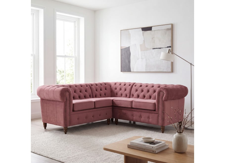 Narożnik pięcioosobowy z funkcją spania pikowany Chesterfield VINCENT - Magic Velvet 2258