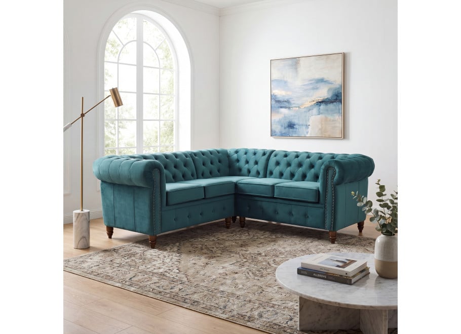 Narożnik pięcioosobowy z funkcją spania pikowany Chesterfield VINCENT - Kronos 13