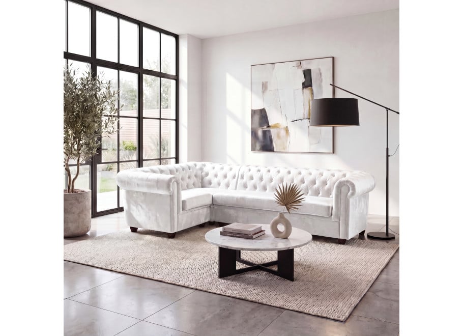Narożnik pięcioosobowy pikowany Chesterfield SYDNEY 1+E+3 17