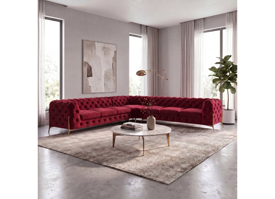 Narożnik siedmioosobowy pikowany glamour Chesterfield TEO HIGH 3+E+3 - Riviera 61