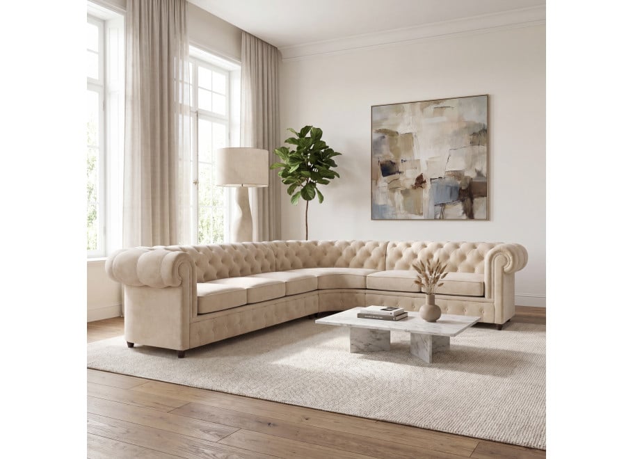 Narożnik sześcioosobowy pikowany Chesterfield SOLARIS 3+E+2 - Riviera 21