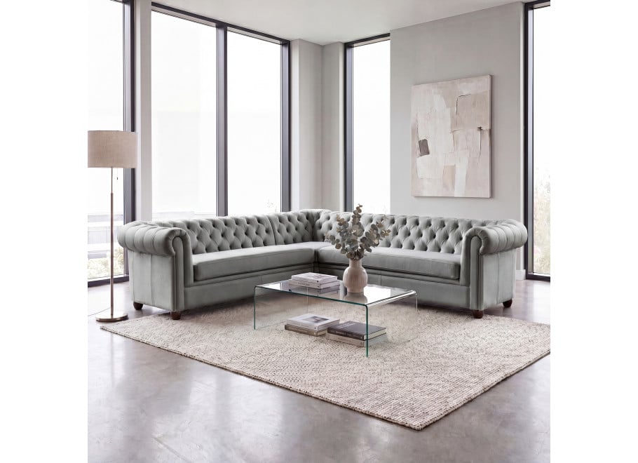 Narożnik siedmioosobowy pikowany Chesterfield SYDNEY 3+E+3 - Magic Velvet 2241