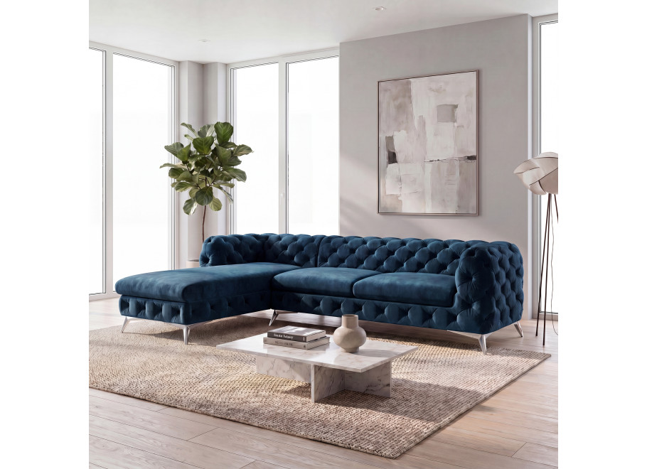 Narożnik czteroosobowy pikowany Chesterfield TEO OT+2 - Magic Velvet 2204