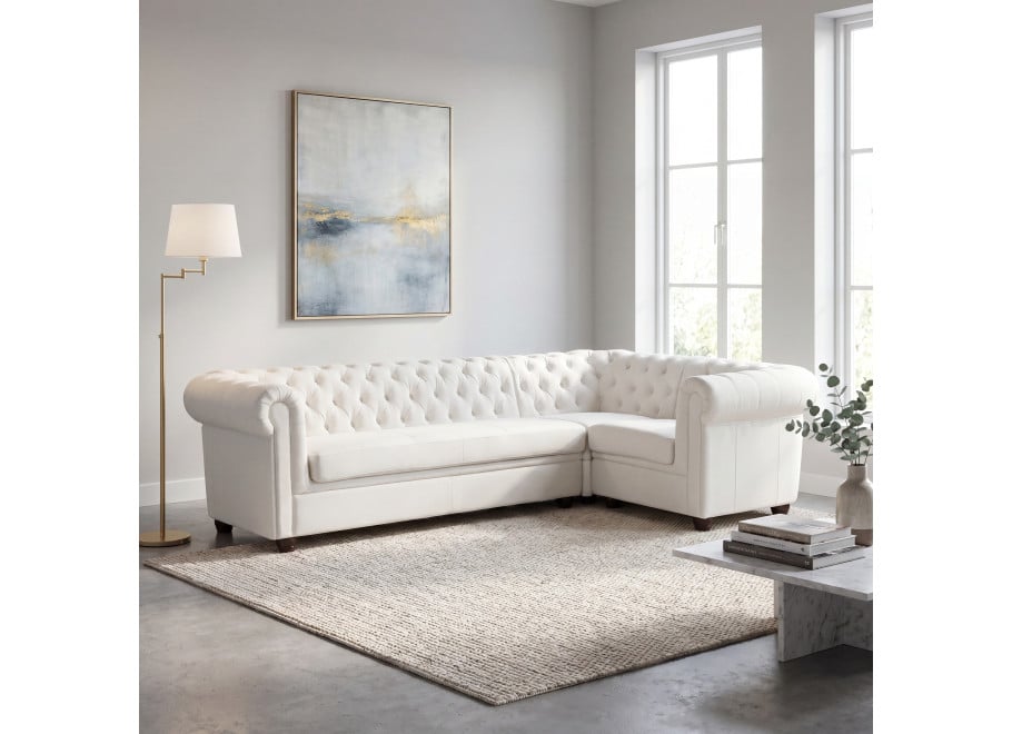 Narożnik pięcioosobowy pikowany Chesterfield SYDNEY 3+E+1 - Solid 03