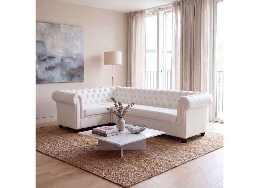 Narożnik pięcioosobowy pikowany Chesterfield SYDNEY 1+E+3 - Solid 03