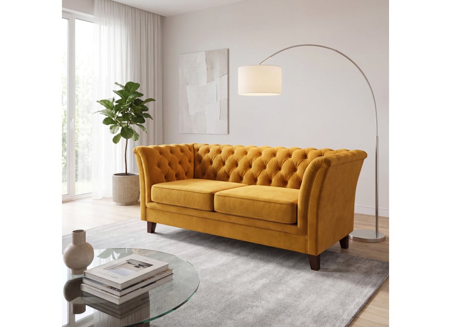 Sofa dwuosobowa z funkcją spania pikowana Chesterfield HASSO - Riviera 41