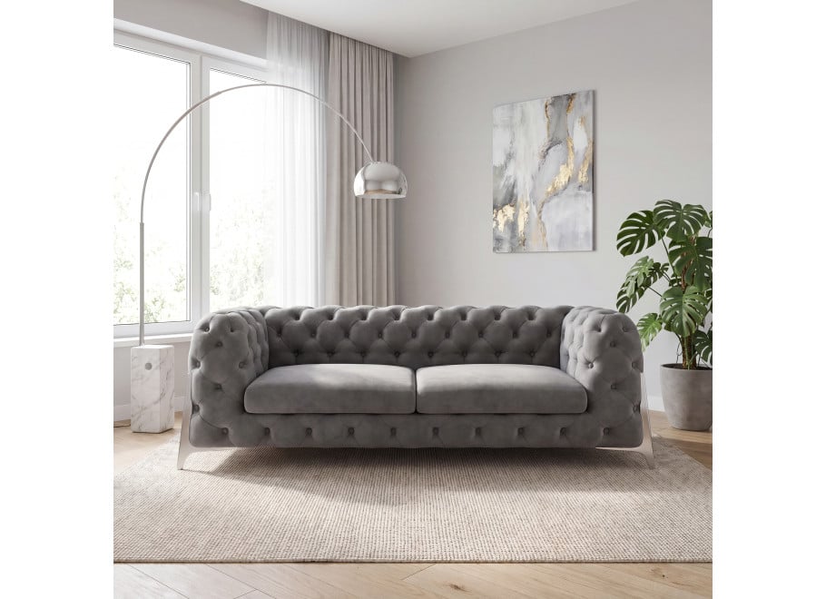 Sofa trzyosobowa pikowana glamour Chesterfield KALIFORNIA 3 - Riviera 91