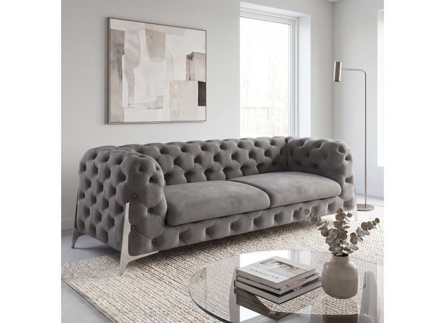 Sofa trzyosobowa pikowana glamour Chesterfield KALIFORNIA 3 - Riviera 91